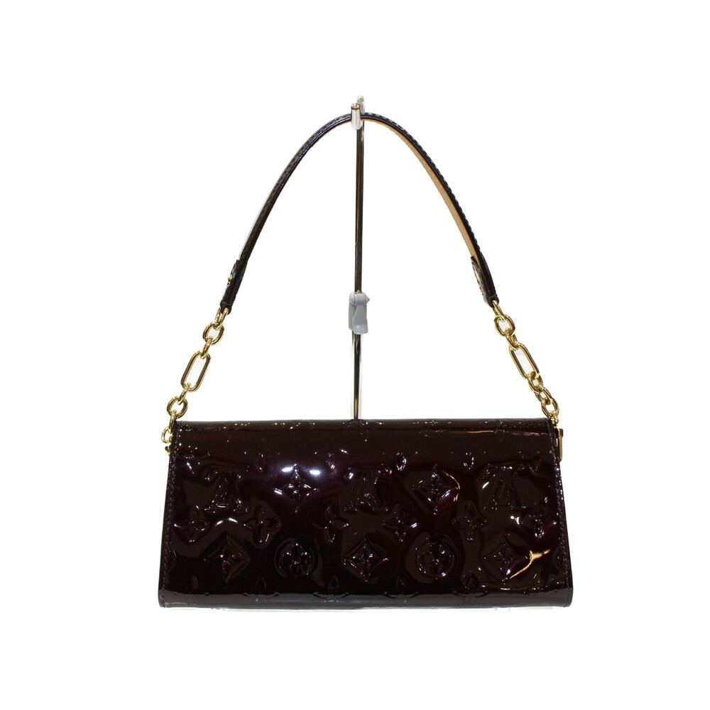 Louis Vuitton red handbag Sunset Monogram bag Vernis Boulevard wine long